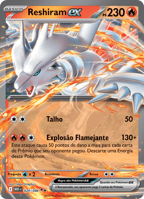 Reshiram ex, carta 020 di Fogo Branco