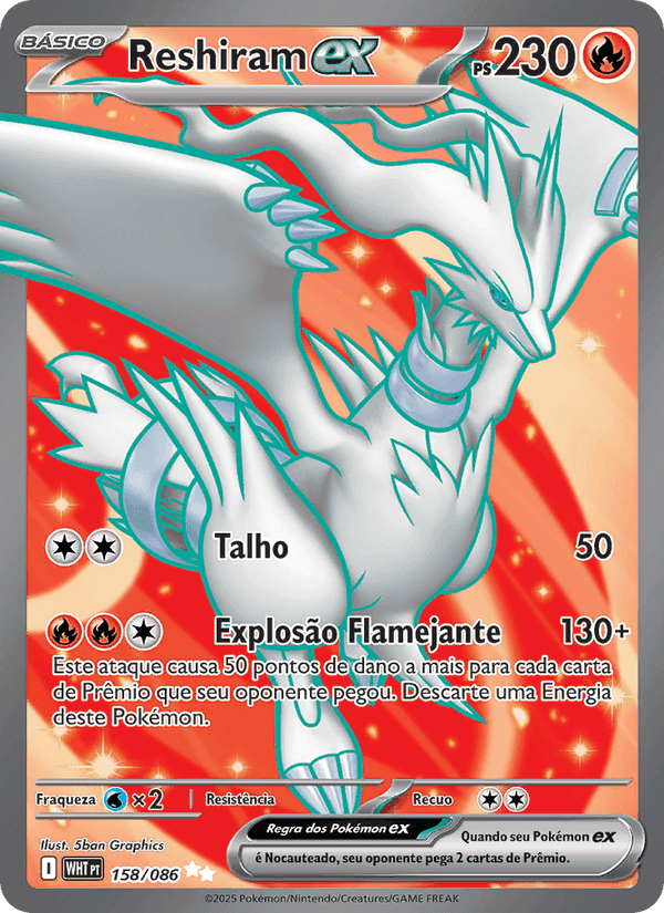 Reshiram ex, card 158 from Fogo Branco