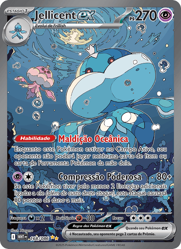 Jellicent ex, card 168 from Fogo Branco