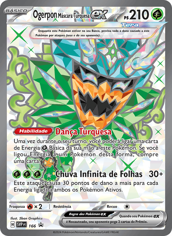 Ogerpon Máscara Turquesa ex, carta 166 de SVP Black Star Promos