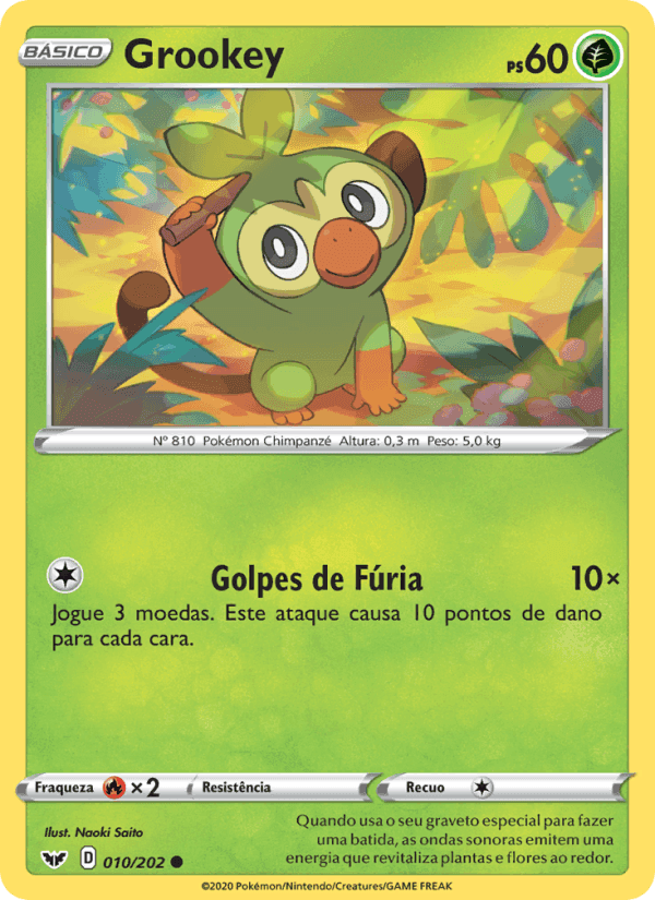 Grookey, carta 10 di Espada e Escudo