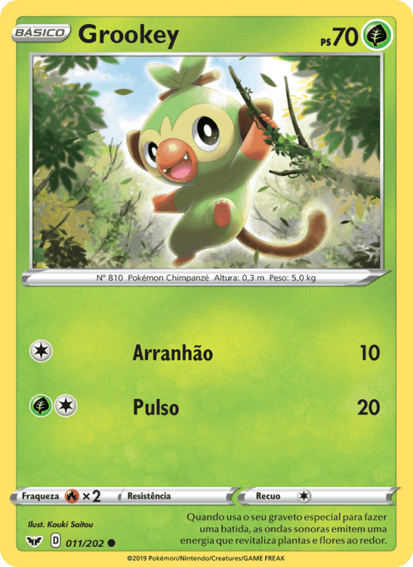 Grookey, carta 11 di Espada e Escudo