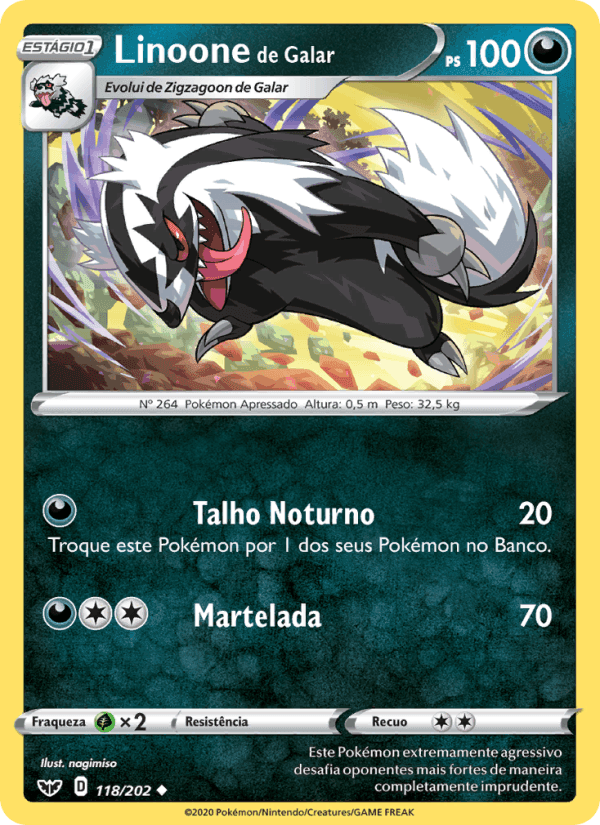 Linoone de Galar, carta 118 de Espada e Escudo