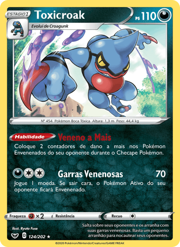 Toxicroak, card 124 from Espada e Escudo