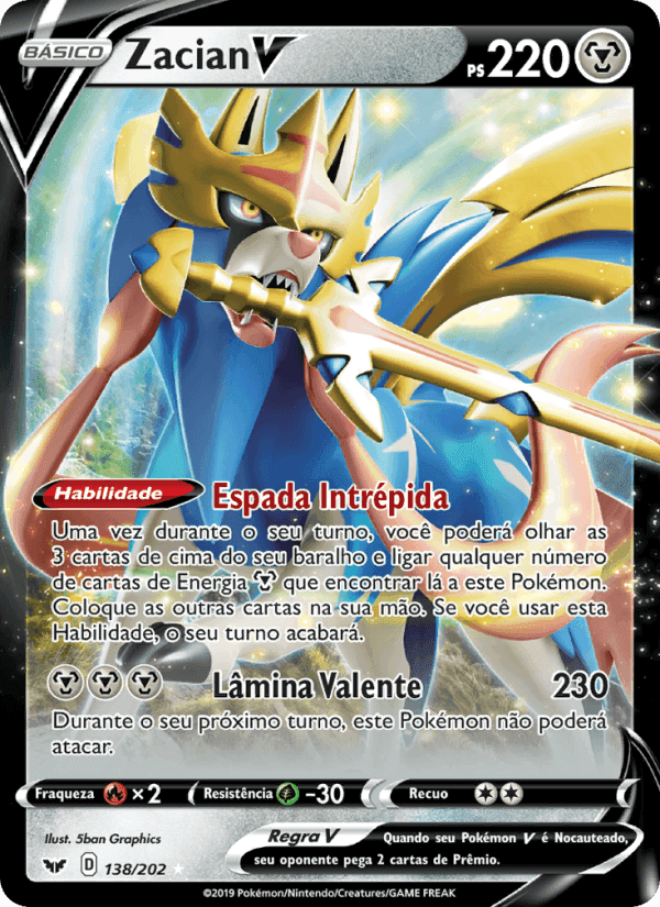 Zacian V, carta 138 de Espada e Escudo