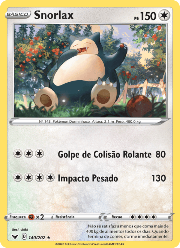 Snorlax, carta 140 di Espada e Escudo