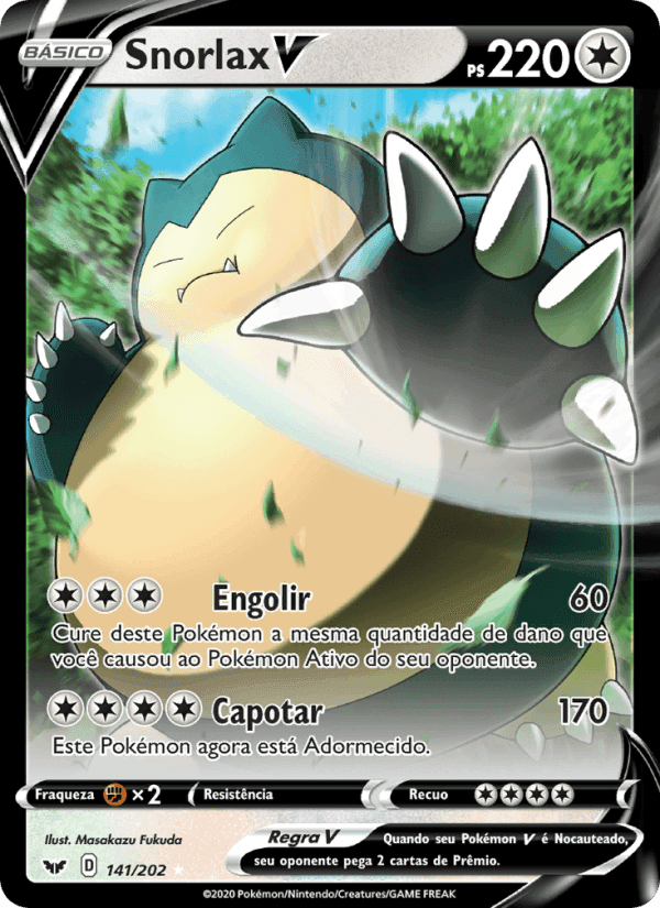 Snorlax V, carta 141 di Espada e Escudo