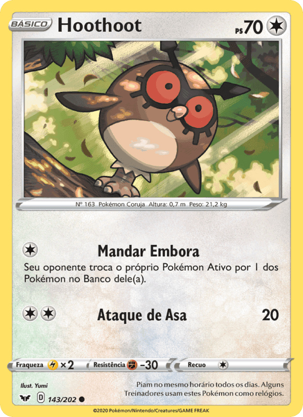 Hoothoot, carta 143 de Espada e Escudo