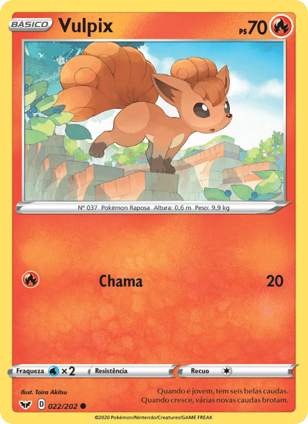 Vulpix, carta 22 de Espada e Escudo