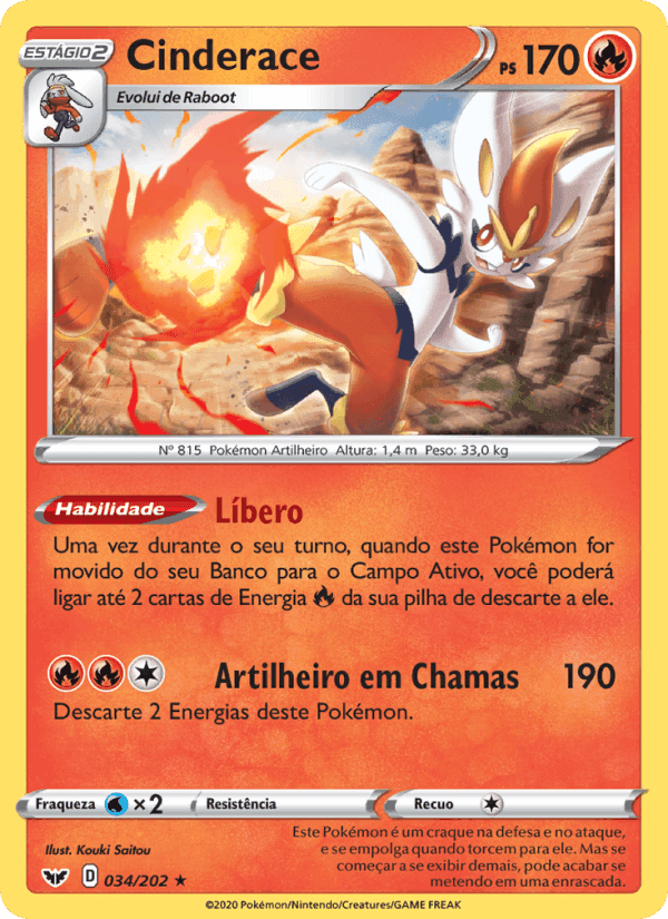 Cinderace, card 34 from Espada e Escudo