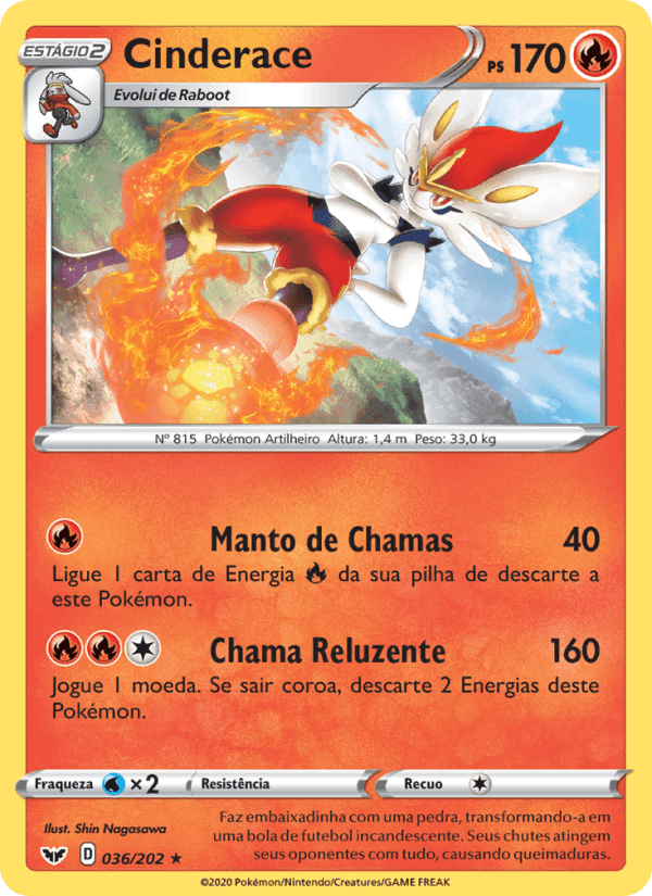 Cinderace, carta 36 di Espada e Escudo
