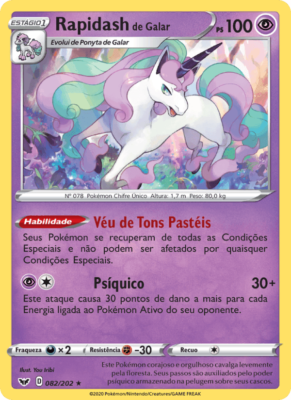 Rapidash de Galar, carta 82 de Espada e Escudo