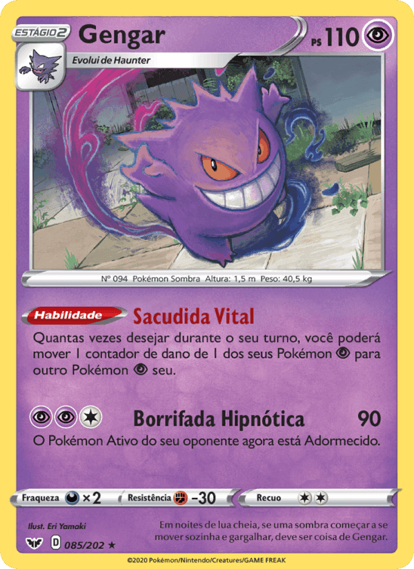 Gengar, carta 85 de Espada e Escudo