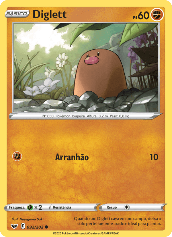 Diglett, carta 92 de Espada e Escudo