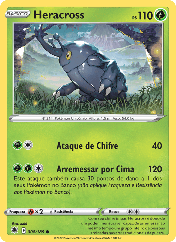 Heracross, carta 008 di Estrelas Radiantes