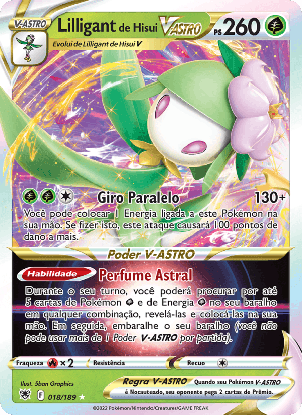 Lilligant de Hisui V-ASTRO, carta 018 di Estrelas Radiantes