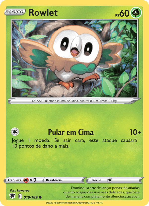 Rowlet, carta 019 de Estrelas Radiantes