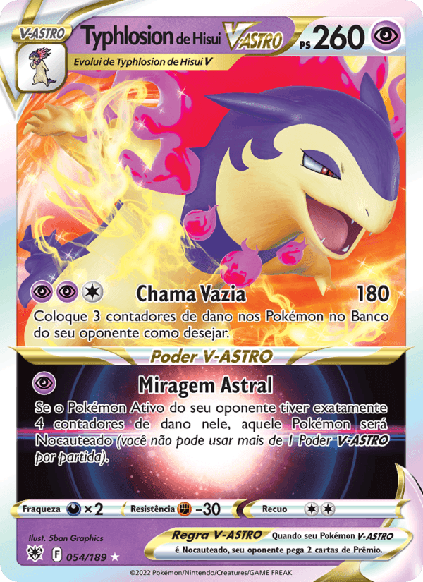 Typhlosion de Hisui V-ASTRO, carta 054 di Estrelas Radiantes