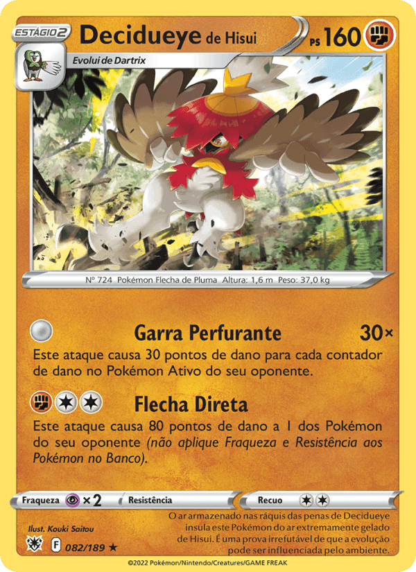 Decidueye de Hisui, carta 082 de Estrelas Radiantes
