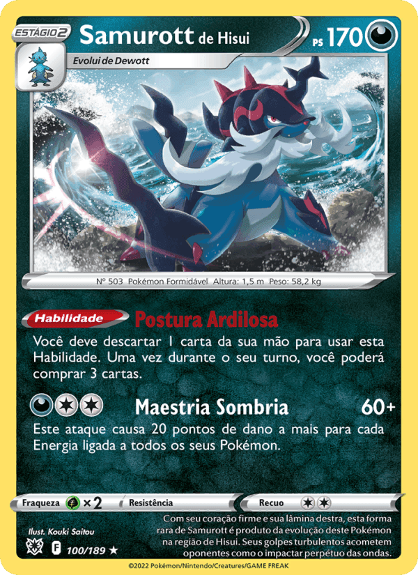 Samurott de Hisui, card 100 from Estrelas Radiantes