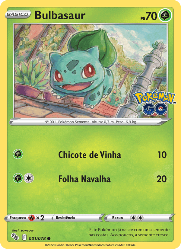 Bulbasaur, carta 001 de Pokémon GO