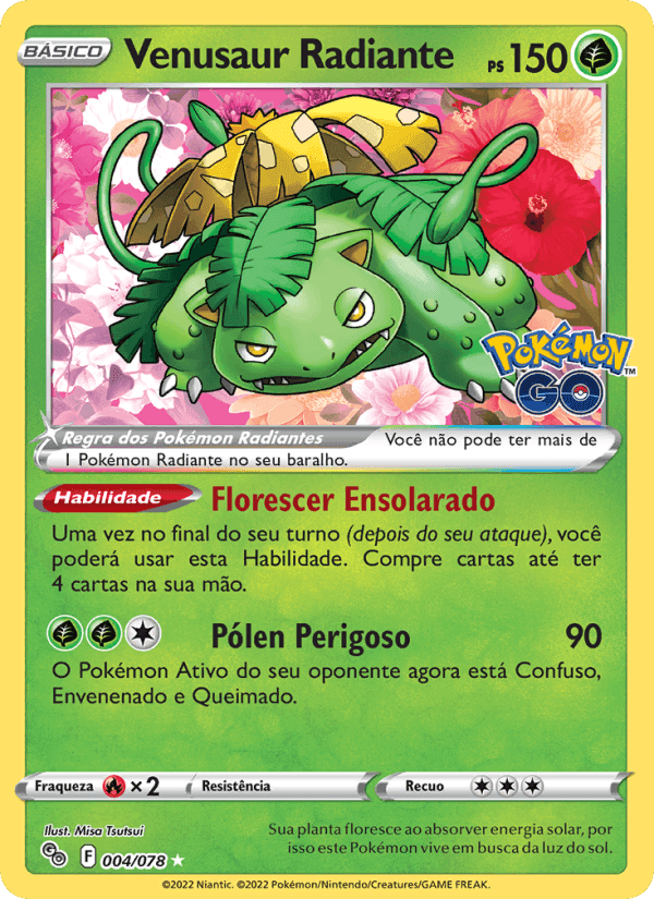 Venusaur Radiante, carta 004 de Pokémon GO