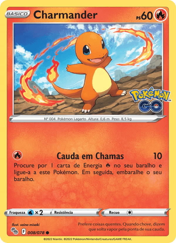 Charmander, carta 008 de Pokémon GO