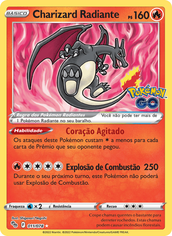 Charizard Radiante, carta 011 de Pokémon GO