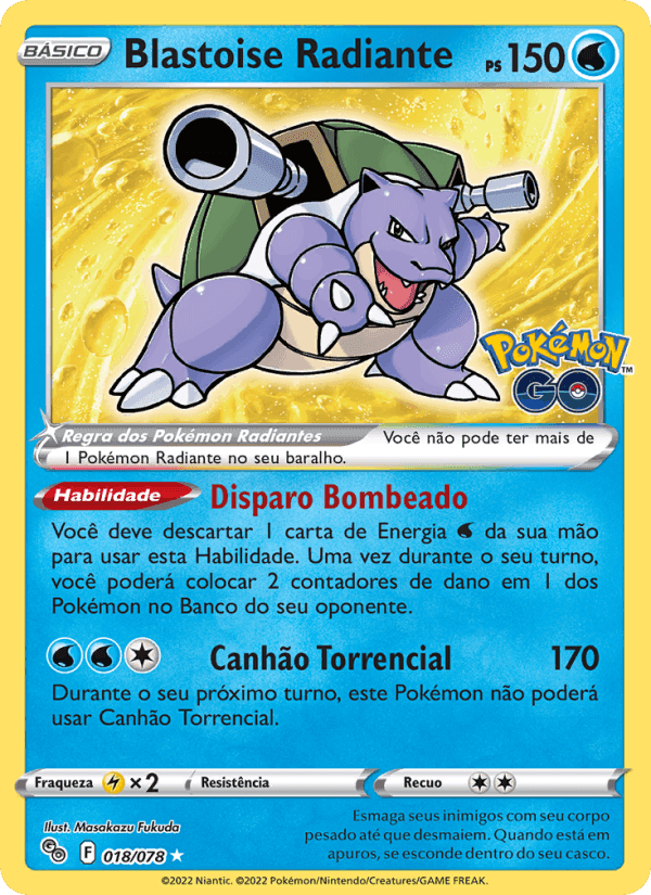 Blastoise Radiante, carta 018 di Pokémon GO