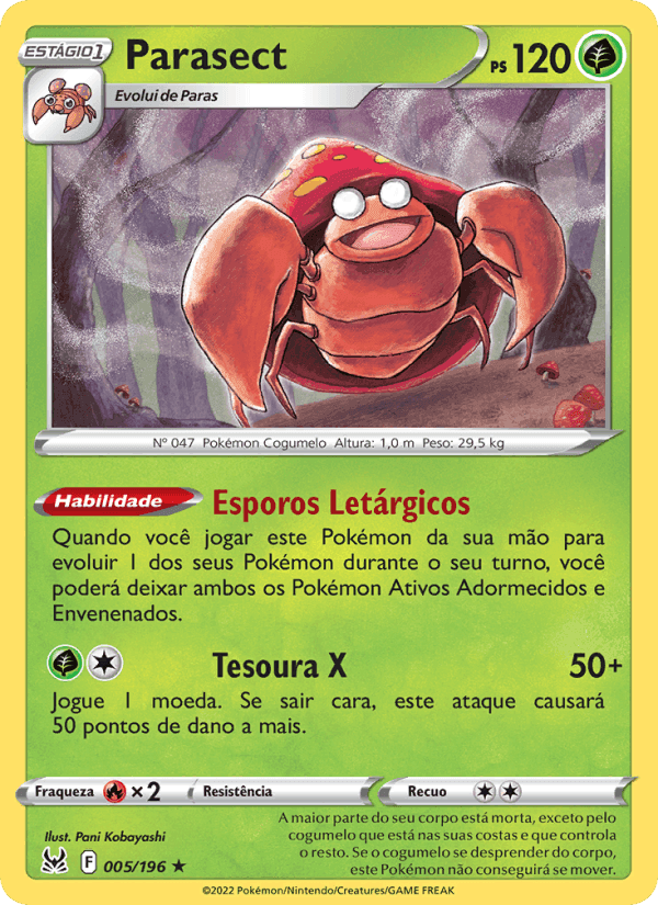 Parasect, carta 005 de Origem Perdida