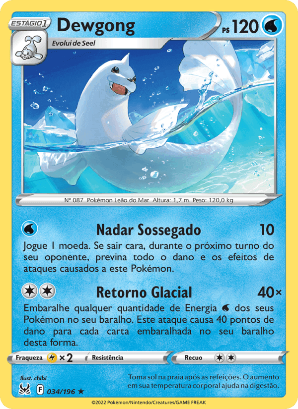 Dewgong, carta 034 di Origem Perdida