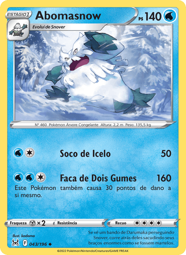 Abomasnow, carta 043 di Origem Perdida