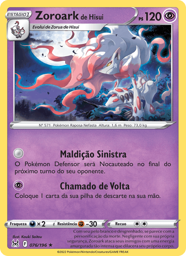 Zoroark de Hisui, card 076 from Origem Perdida