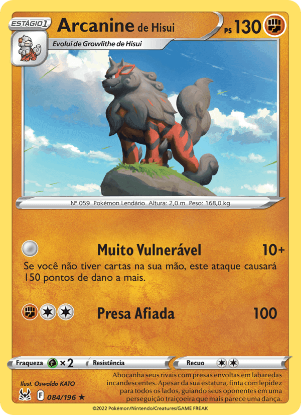 Arcanine de Hisui, carta 084 de Origem Perdida