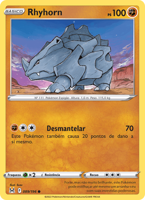 Rhyhorn, card 089 from Origem Perdida