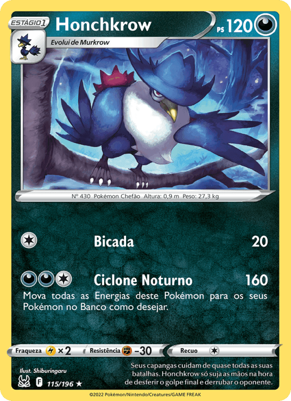 Honchkrow, card 115 from Origem Perdida