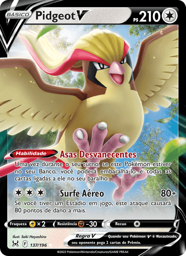 Pidgeot V, carta 137 de Origem Perdida