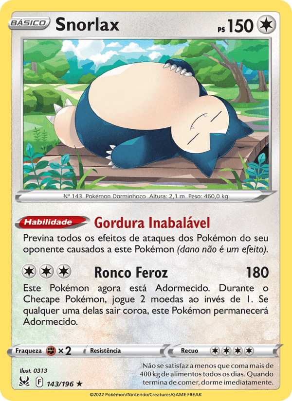 Snorlax, carta 143 di Origem Perdida