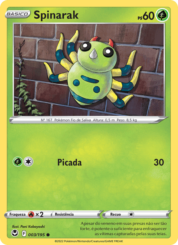 Spinarak, card 003 from Tempestade Prateada