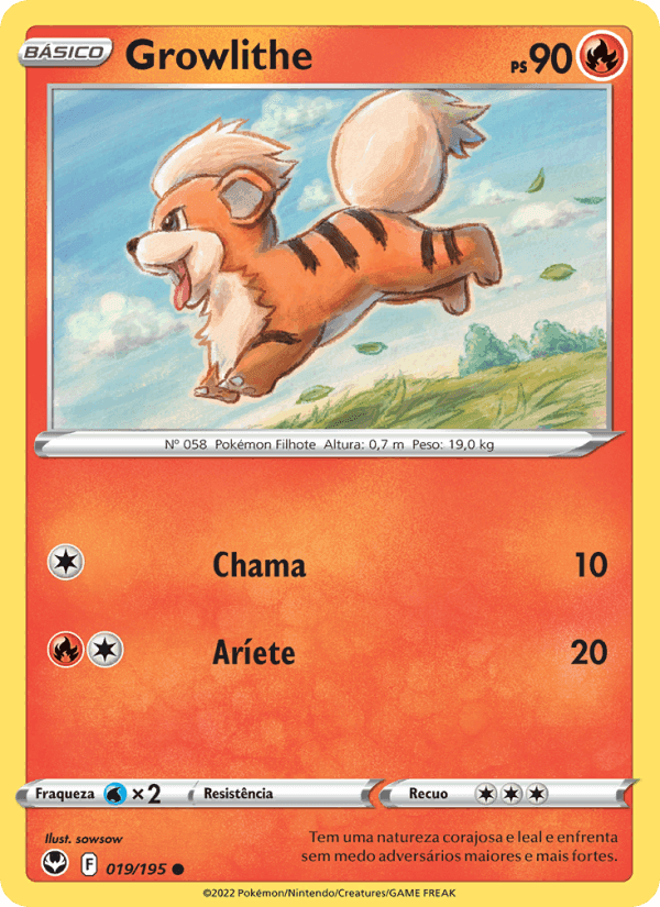 Growlithe, carte 019 de Tempestade Prateada