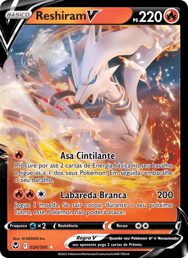 Reshiram V, carte 024 de Tempestade Prateada