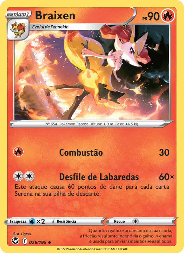 Braixen, carte 026 de Tempestade Prateada