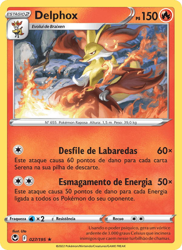 Delphox, carta 027 di Tempestade Prateada