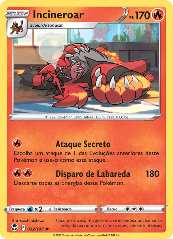Incineroar, carte 032 de Tempestade Prateada