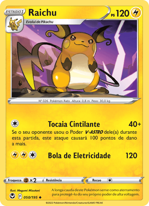 Raichu, carte 050 de Tempestade Prateada