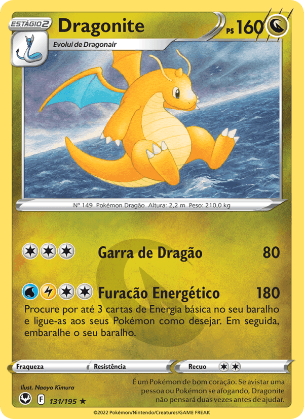 Dragonite, card 131 from Tempestade Prateada