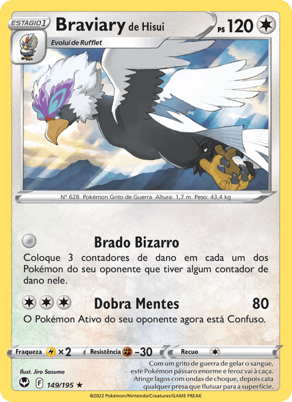 Braviary de Hisui, card 149 from Tempestade Prateada