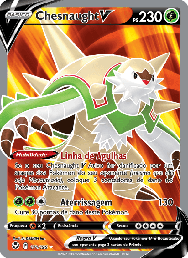 Chesnaught V, card 171 from Tempestade Prateada