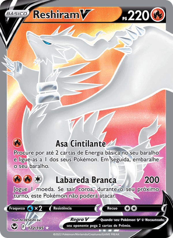 Reshiram V, carta 172 de Tempestade Prateada