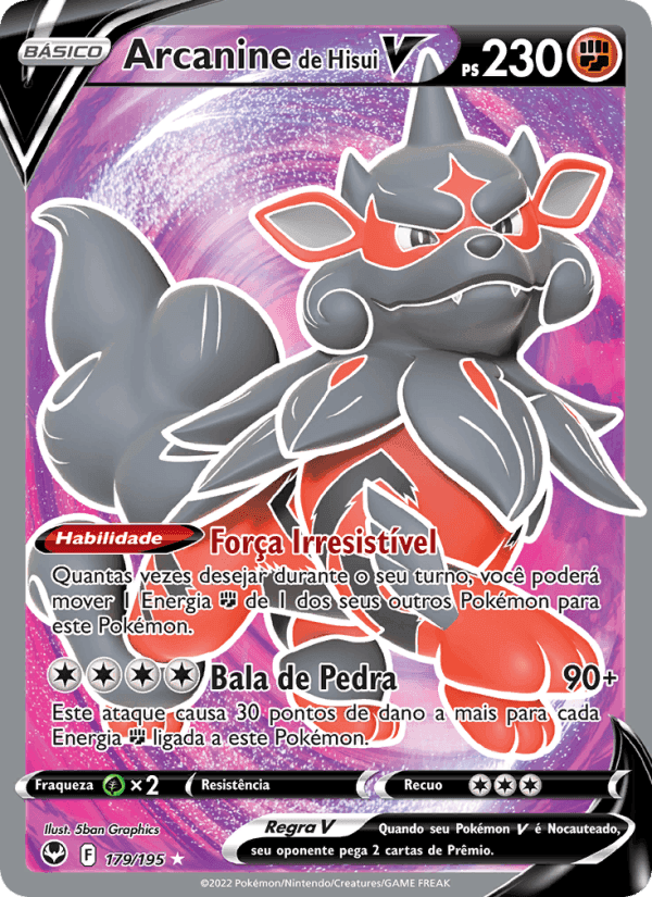 Arcanine de Hisui V, card 179 from Tempestade Prateada